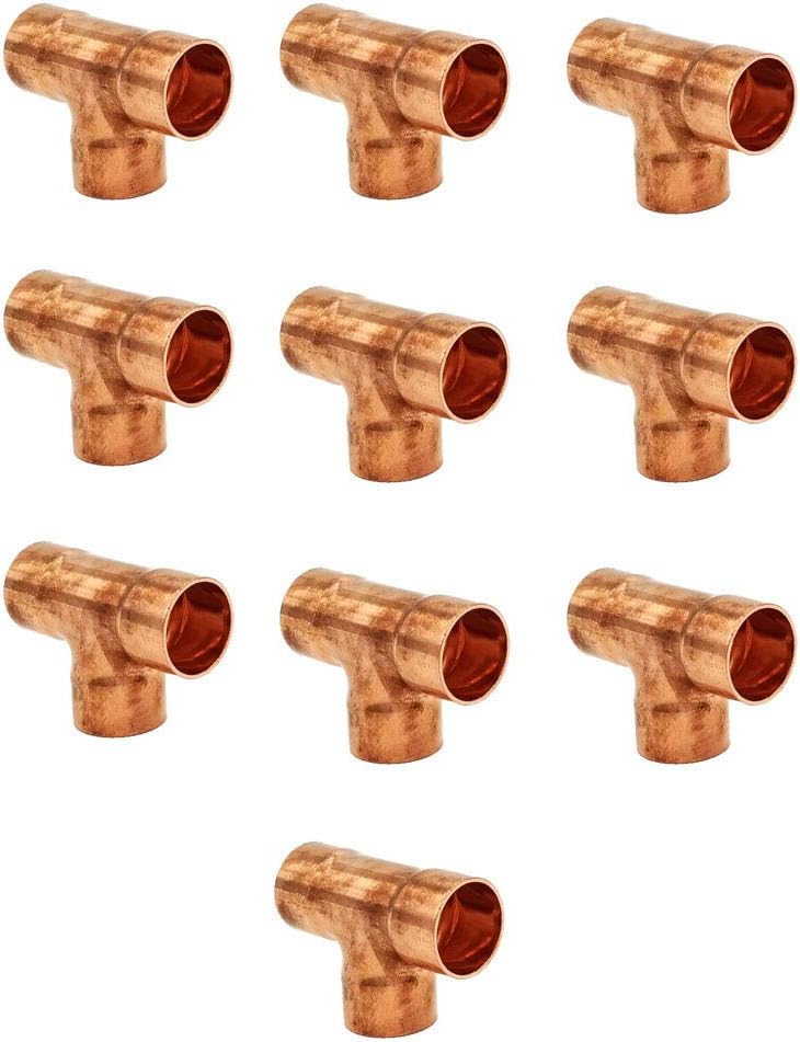 🔥 Crazy Deals Copper Fitting 1 Inch (HVAC Outer Dimension) 7/8 Inch (Plumbing Inner Dimension) - Copper Tee & HVAC – 99.9% Pure Copper - 10 Pack Buy 2 get 3 Copper Fitting 1 Inch (HVAC Outer Dimension) 7/8 Inch (Plumbing Inner Dimension) - Copper Tee & HVAC – 99.9% Pure Copper - 10 Pack
