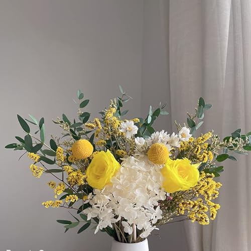 HXSCOO Rose Lover Grass Decor Bouquet di Fiori Naturali secchi Foglie di eucalipto Fiore Decorazione di Nozze Accessori for la casa (Color : B 1 Set No Vase)