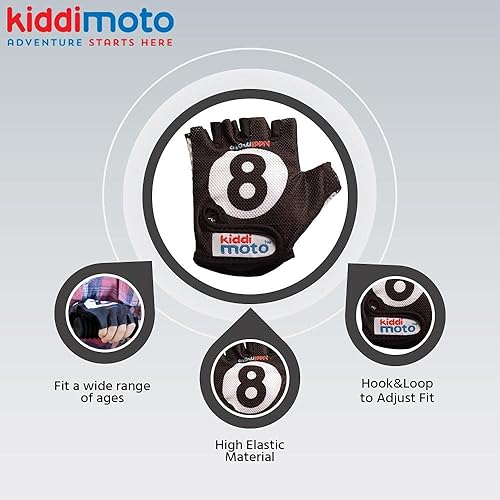 Vista 4 de Kiddimoto Kids Half Finger Cycling Gloves Non-Slip Kids Bike Gloves for Boys, Girls, Toddler Fingerless Gloves Kids Mountain Bike Gloves for BMX