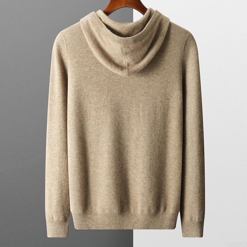 Sudadera de lana pura de manga larga con capucha para hombre, longitud regular, informal, para otoño y primavera