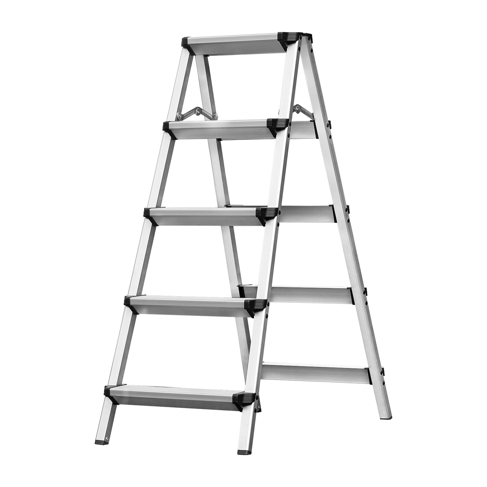 Miscoos Escalera de Aluminio de 5 Peldaños - Pequeña y Doméstica para Cocina, Antideslizante y Estable, Capacidad de Carga hasta 150 kg