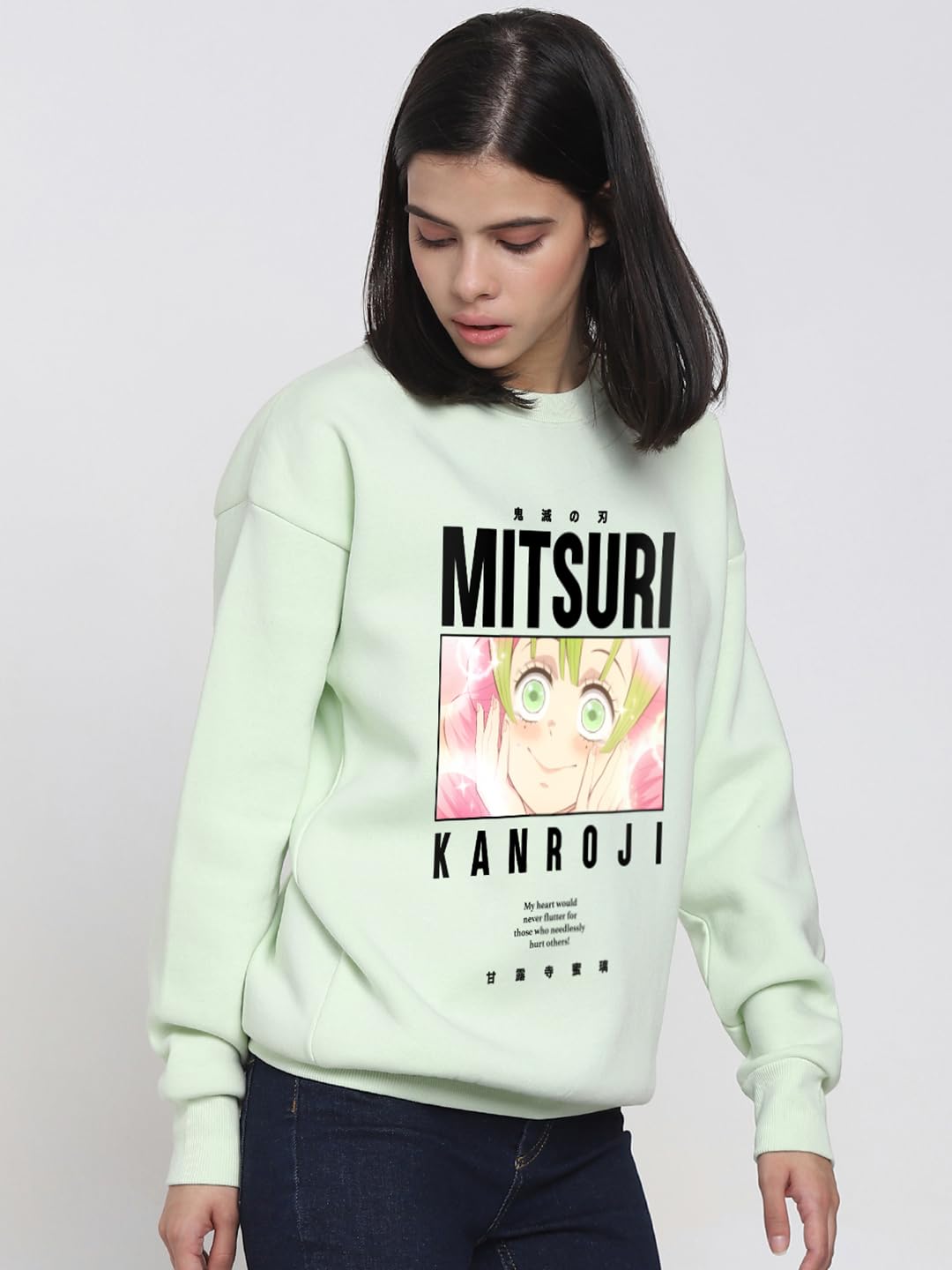 Bewakoof X Demon Slayer Snoopy Damska bluza oversize z mieszanki bawełny | Bewakoof Heavy Duty 1.0 | Damska bluza