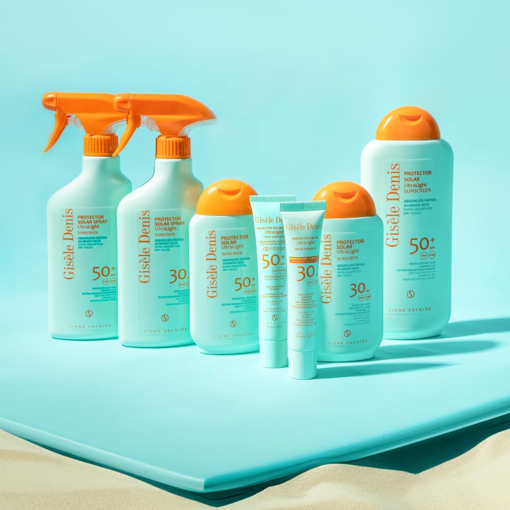 GISÈLE DENIS - Protezione solare spray ultra leggera, 300 ml, protezione FPS50+, crema solare, cura della pelle, assorbimento immediato e finitura asciutta, idrata la pelle, impermeabile