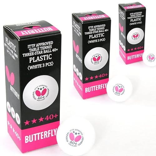 Butterfly Ping Pong Balls 40+, 3 Star Ittf Approved Table Tennis Balls, White Poly Pingpong Ball - 6 Pack Or 12 Pack (12 Pack) #TOP25