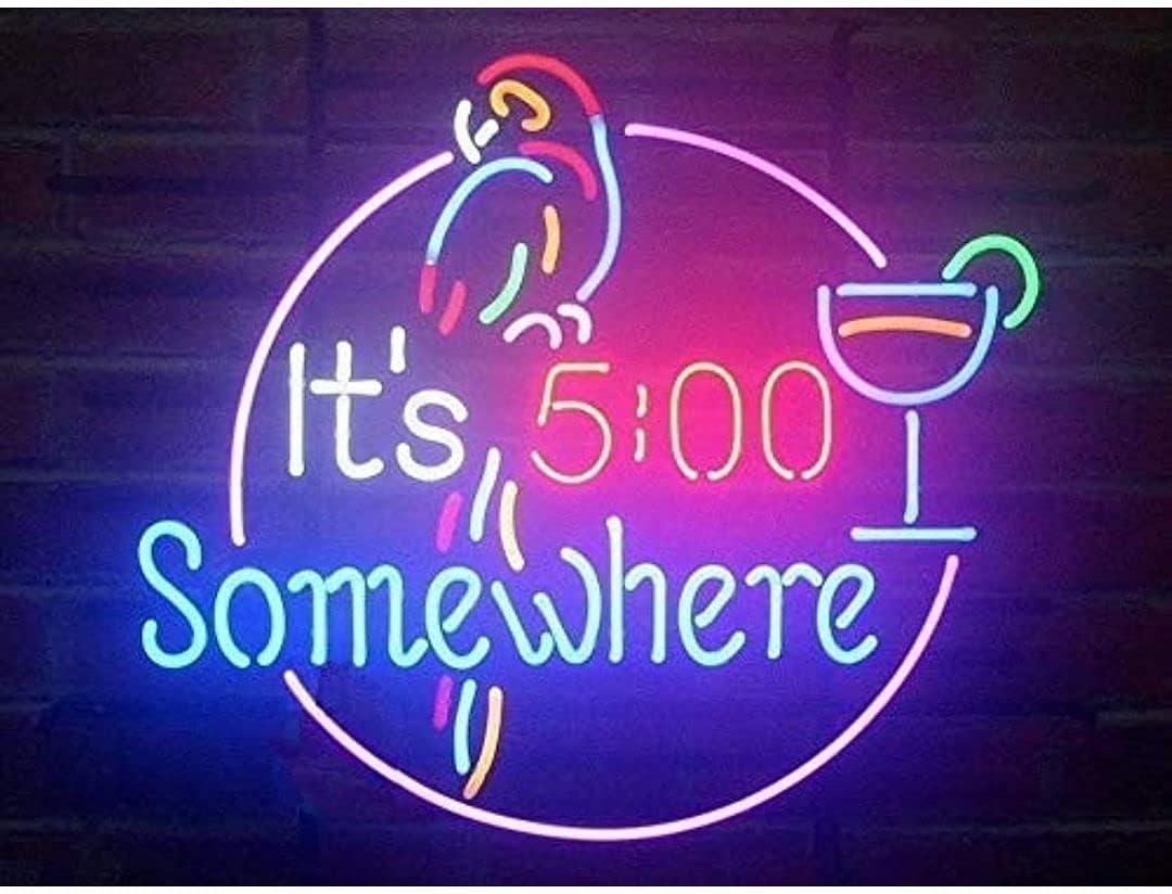 Prouten® New 20inx16in It's 0.208333333333333 500 Five O'Clock Somewhere Parrot Neon Sign Man Cave Bar Pub Beer Handmade Neon Light