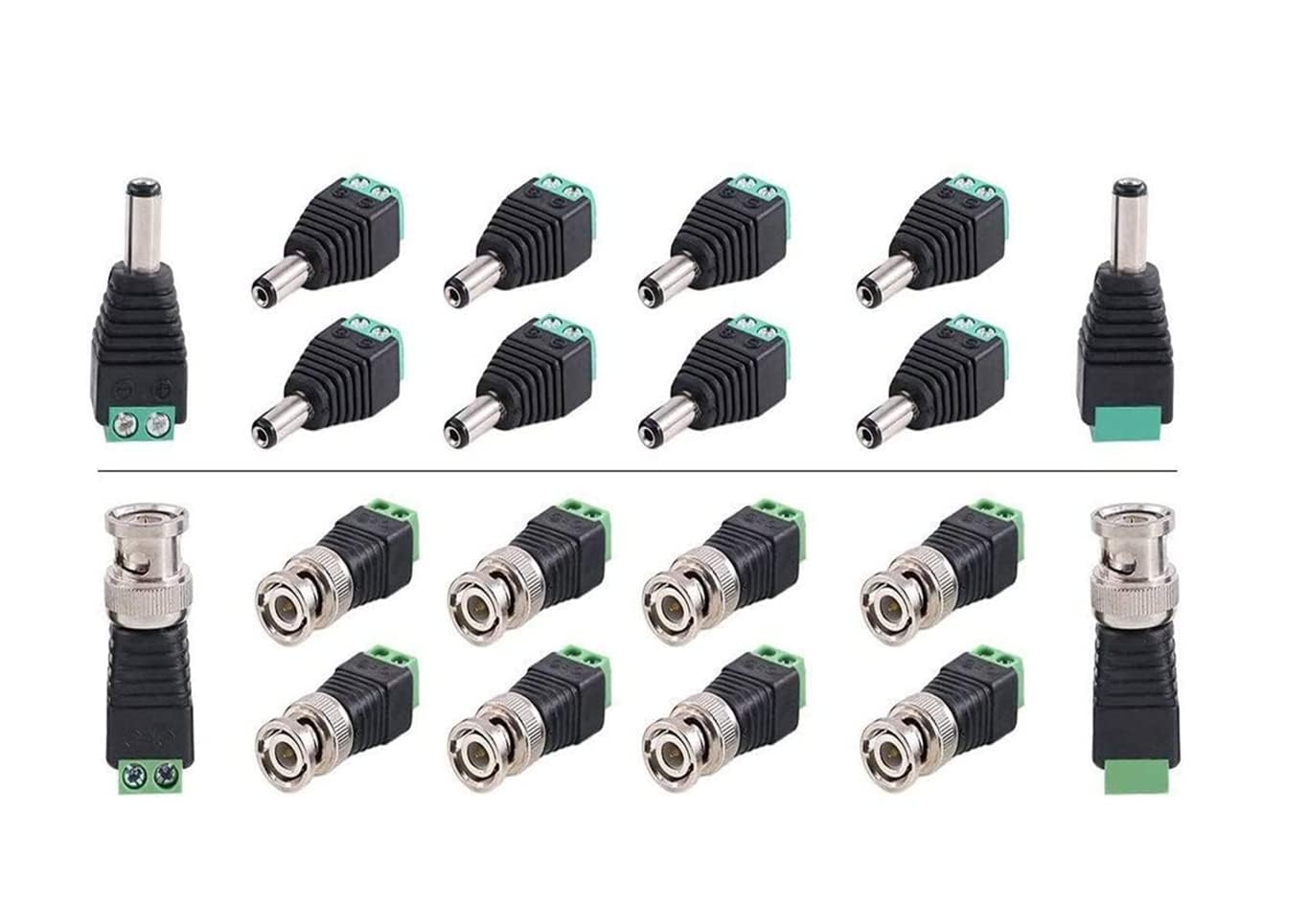 ikis DC Power Connector, BNC Male Baloon Connector for Led Strip CCTV Camera Cable Wire Ends Plug Barrel Adapter 10 DC and 10 BNC -Pack of 10-image-10