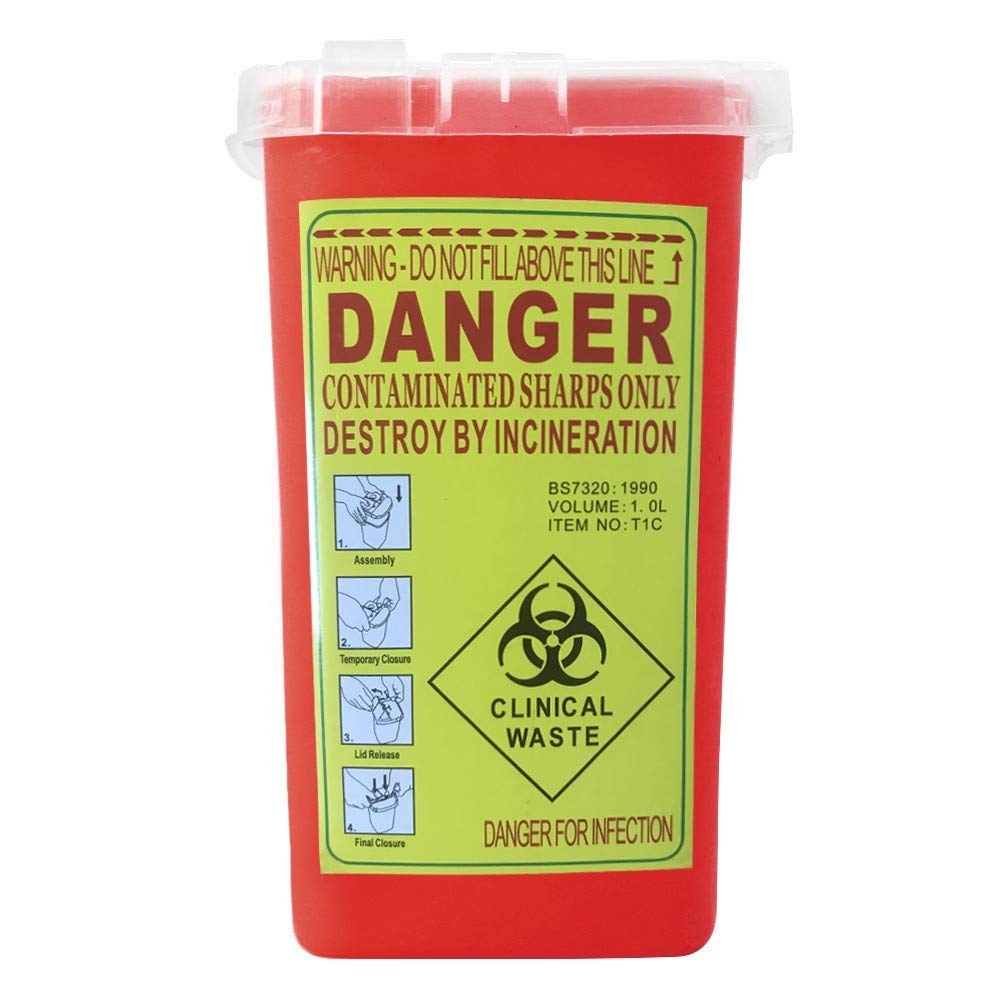 Conteneur à aiguilles Biohazard Conteneur Sharps Rouge Ménage & Organisateurs Organisation de l'espace et rangement pour chambre à coucher (rouge, taille unique)