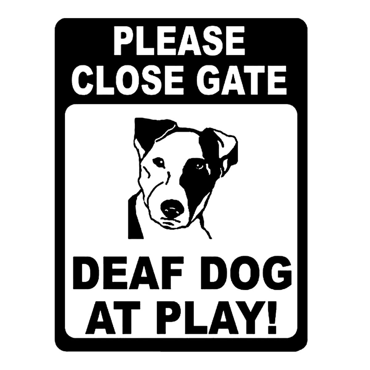 Please Close The Gate Deaf Dog at Play Sign Keep Pets Safe Fenced Metal Sign Look Vintage Style Metal Sign 8X12 Inch