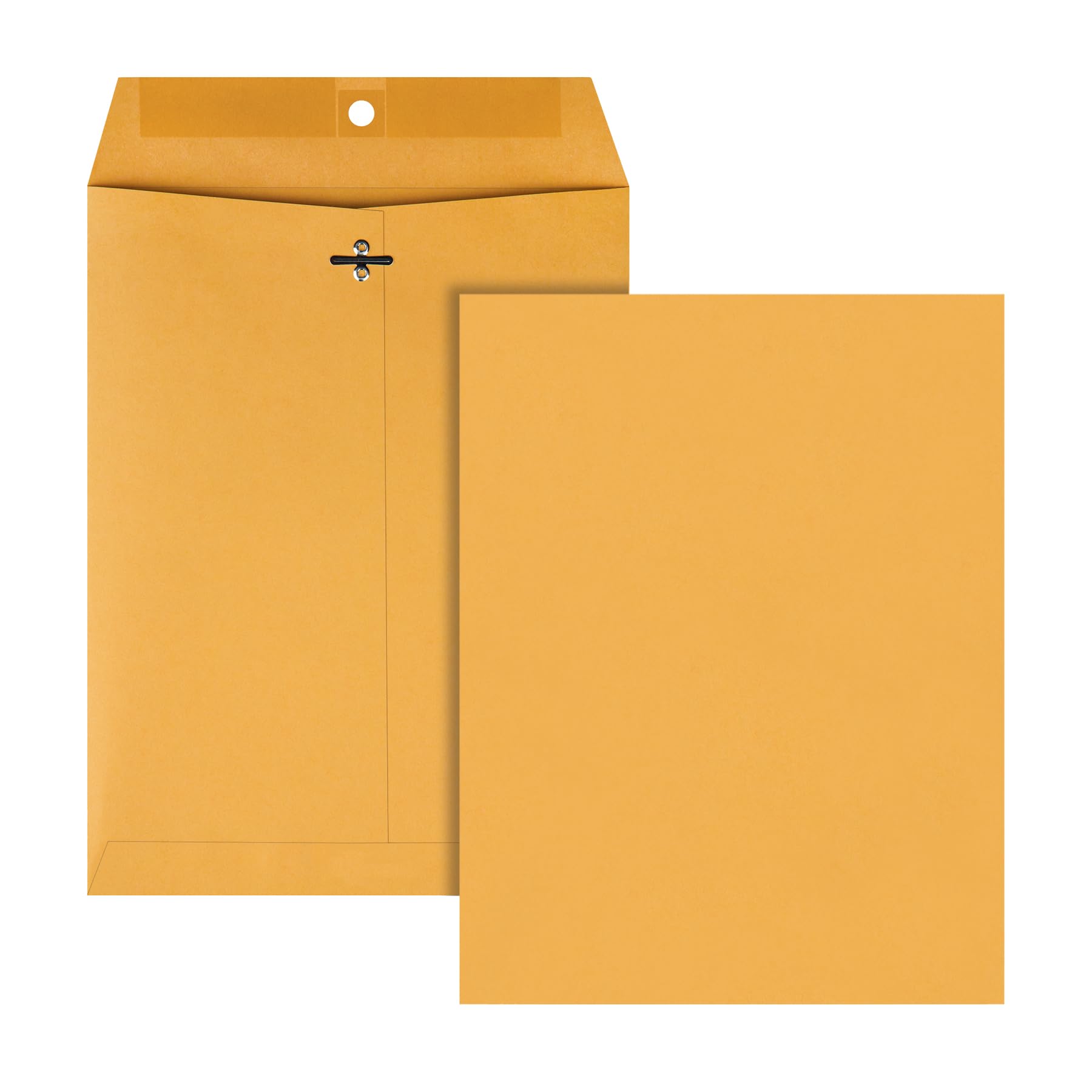 Quality Park 8-3/4 x 11-1/2 Clasp Envelopes, Clasp and Gummed Closures for Storing or Mailing, Extra Heavy-Duty 32 lb Kraft Paper, 100 per Box (
