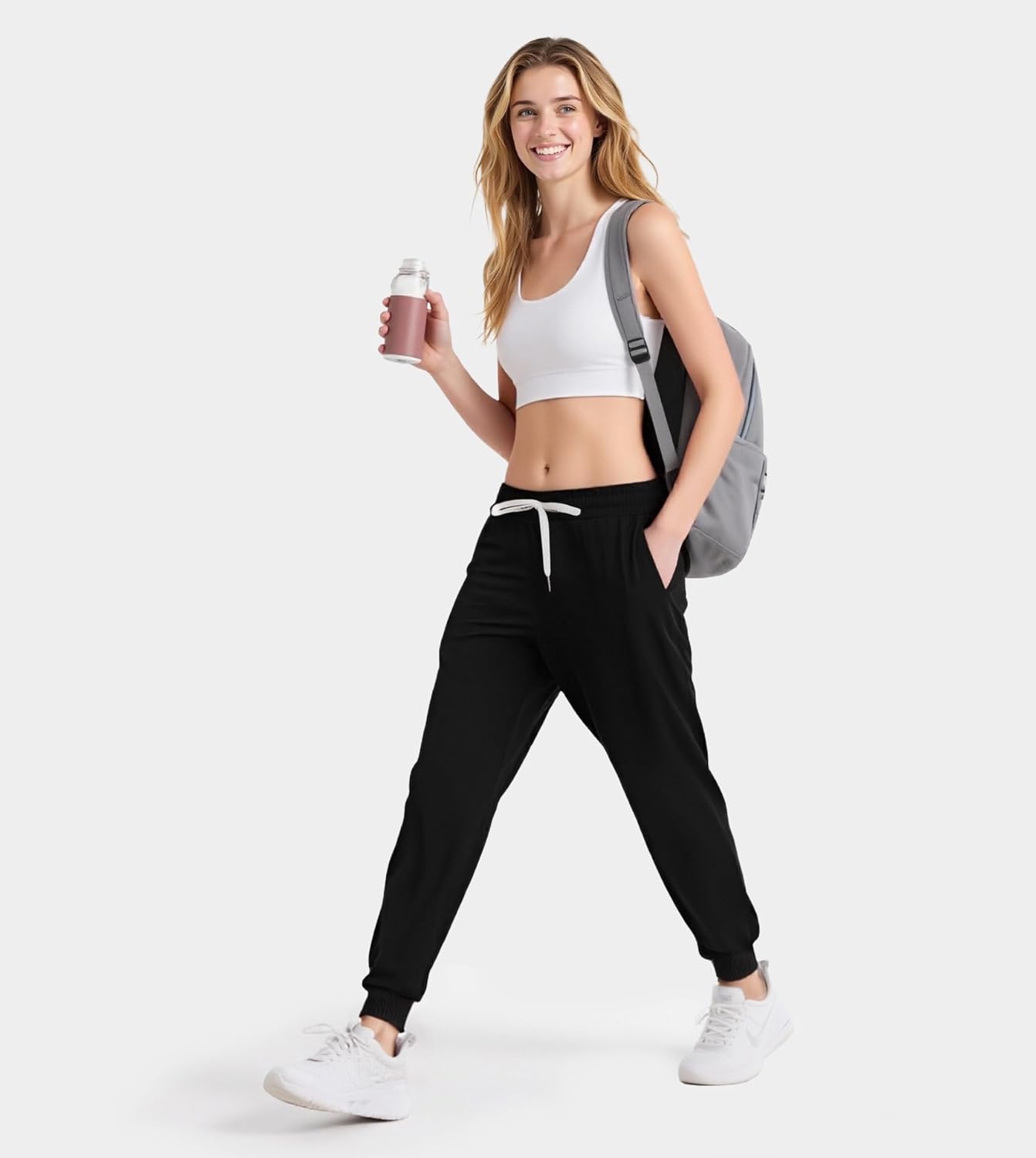 Fioboc Women's Joggers Pants with Pockets, Drawstring Running Sweatpants for Women Lounge Athletic Workout Jogging - Image 5