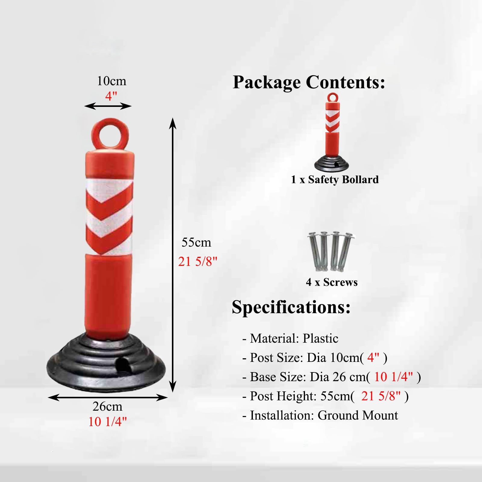 Generico Pali di delimitazione Stradale Riflettenti con Base in Gomma Rimovibile - Pali a Molla Flessibili per Strade e autostrade, Coni di Sicurezza da 55 cm (21,5")