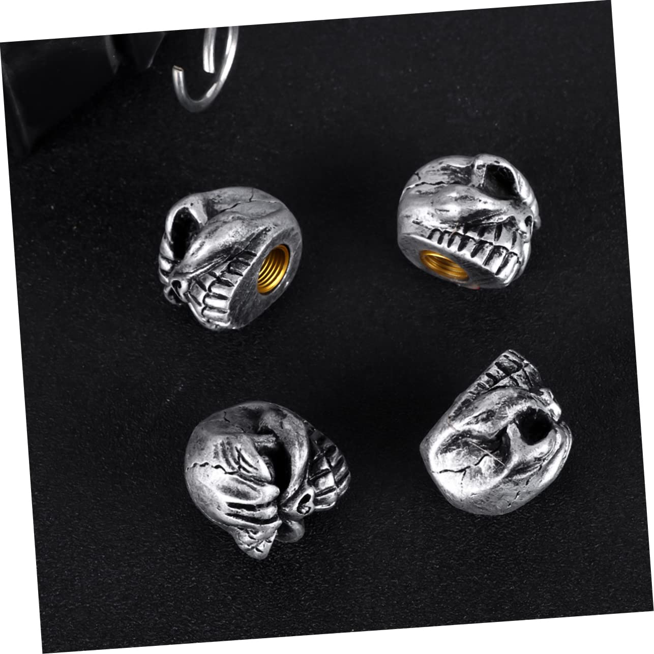GLEAVI 3sätze Skull Ventilkappen Für Motorräder Und Fahrräder Kreatives Design Silber Schützt Vor Schmutz Und Feuchtigkeit Einfache Installation Zubehör Für Biker Und Radfahrer