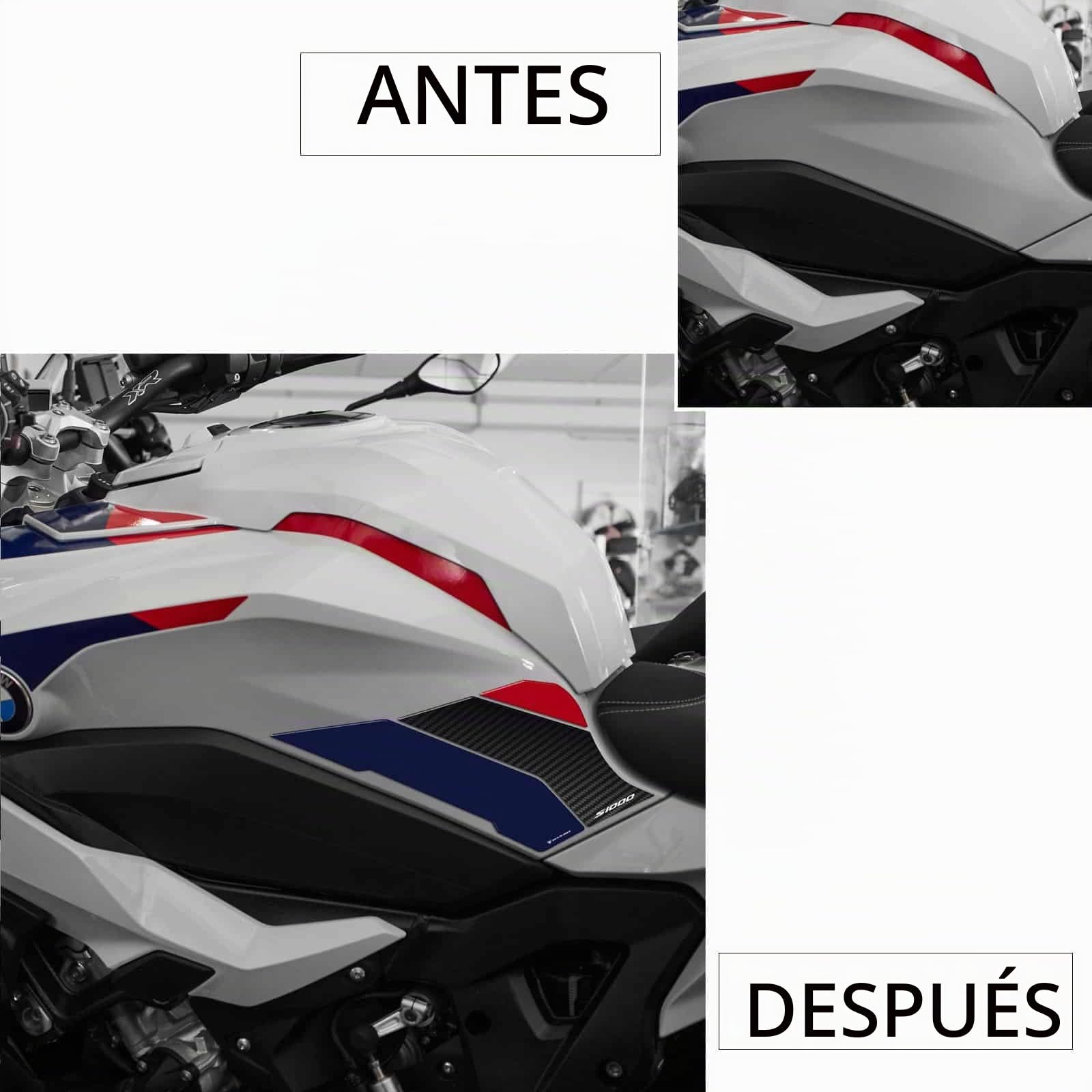 Resin Bike Adhesivos de Moto Compatibles con BMW S 1000 XR 2020-2026. Protección Latérales del Tanque de Choques y Arañazos de Moto. Par de Pegatinas 3D Resinadas Made in Italy