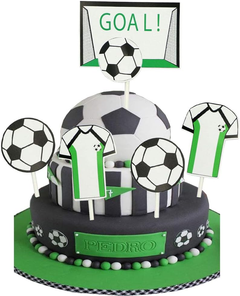 Soccer Cupcake Toppers,30 PCS Soccer Series Decoration Appetizer/Food Picks, Afternoon Desserts Decoration On Hamburger, Desserts, Appetizer, Cakes, Cupcake Toppers