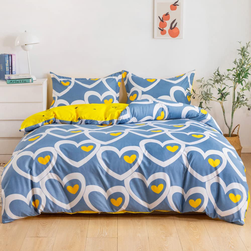 RISHAHOME Microfibre 4 Piece Duvet Cover Set, Multicolor, Small Single