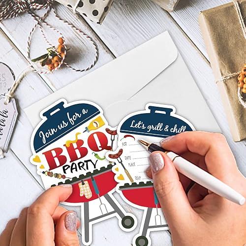 Miniatura 5 de REWIDPARTY Tarjetas de invitación para fiestas temáticas de barbacoa con sobres (juego de 15) invitaciones rellenas en forma de invitaciones de