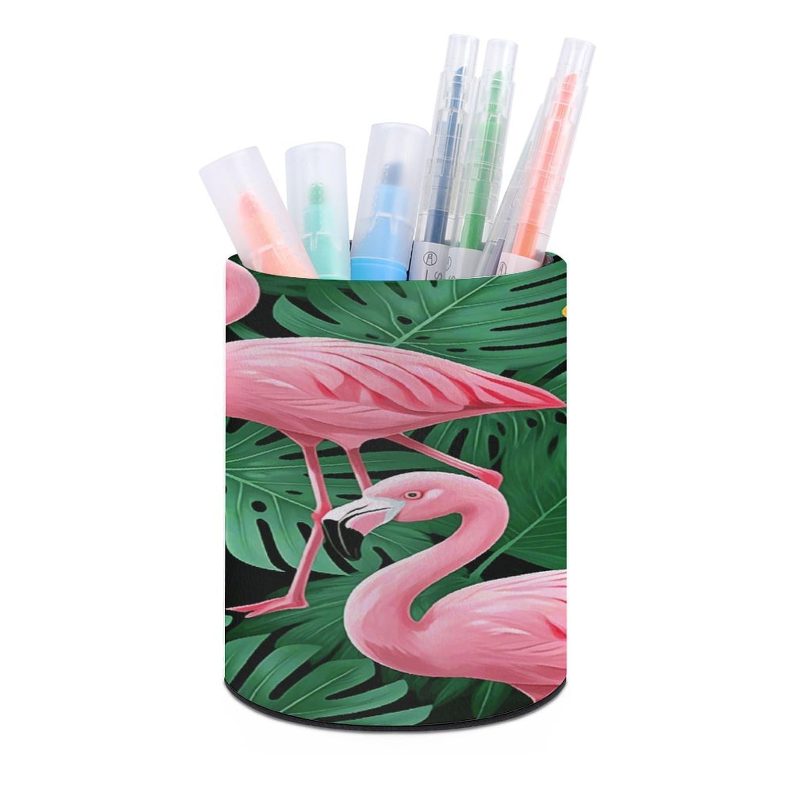 VstaDank Cute Flamingo Pen Holder for Desk Makeup Brush Holders Stylish Pen Cup Cute Pencil Cup Round Pencil Holder Decor Brush Scissor Holders for Multifunctional Office Supplies