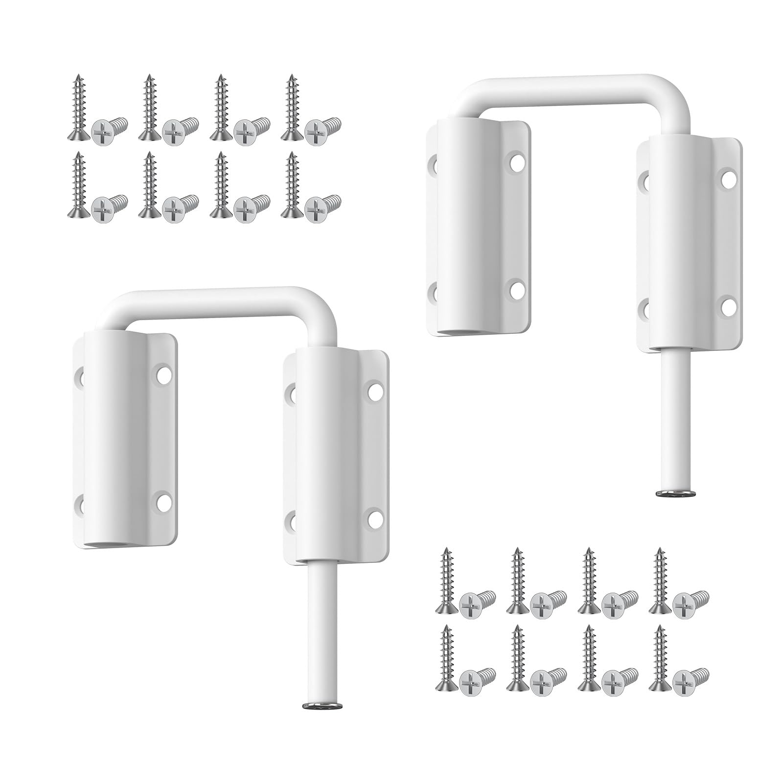 BiceNoning Upgraded Sliding Door Loop Lock, 90/180 Degree Multi-Angle Aluminum Alloy Gate Latches for Barn Door, Closet, Fence, Window, Patio - Security U-Bolt Latch Locks (White-2PCS)