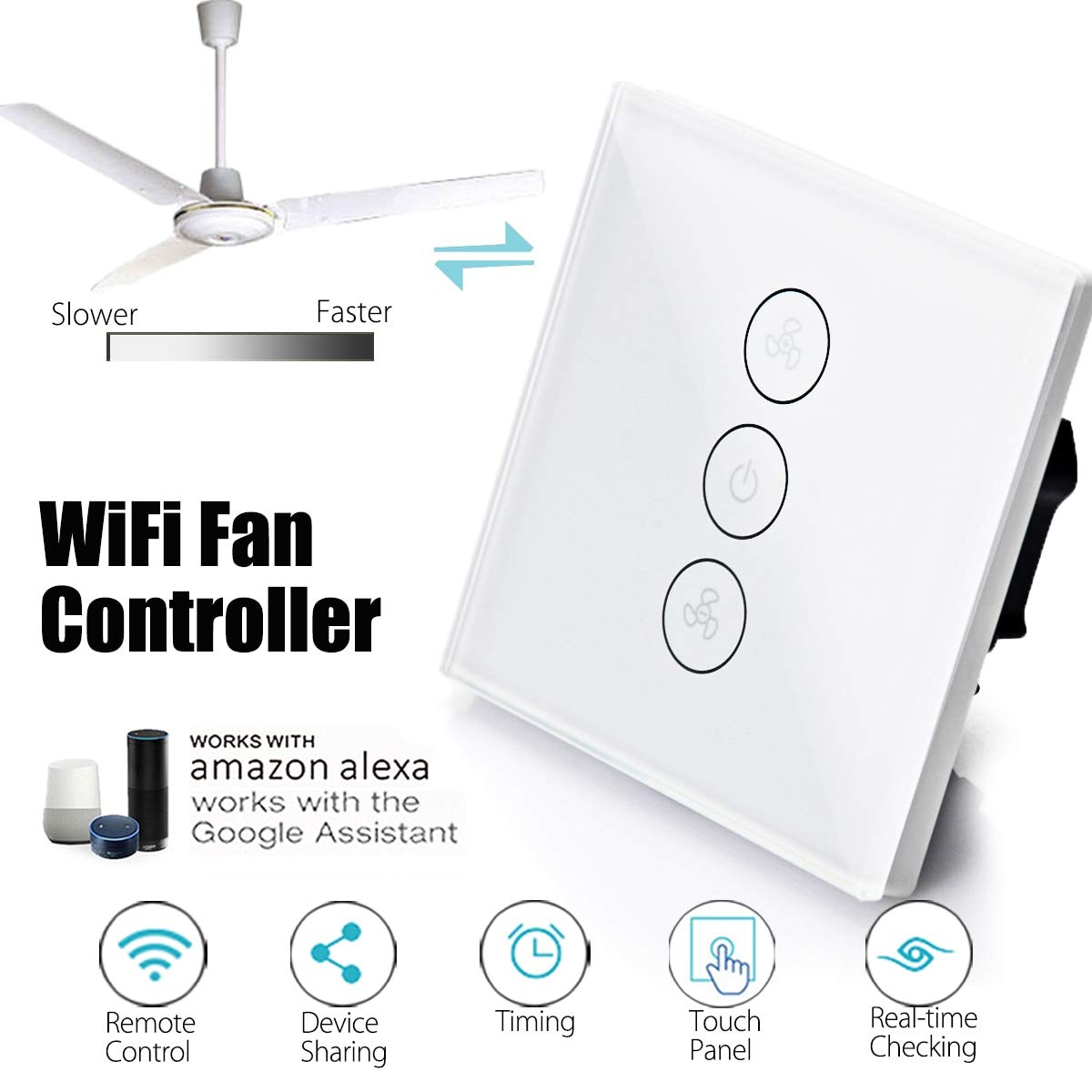 Kemei-UAE 3 Gang Eu Smart Ceiling Fan Switch