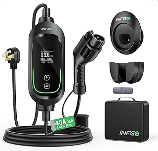 2025 Upgraded Level 2 EV Charger, 40Amp, Adjustable Current & Timing Delay, 240V, 9.6kW, NEMA 14-50 Plug, Portable Home Electric Car EV Charger with 25FT EV Charging Cable for J1772 BEVs/PHEVs