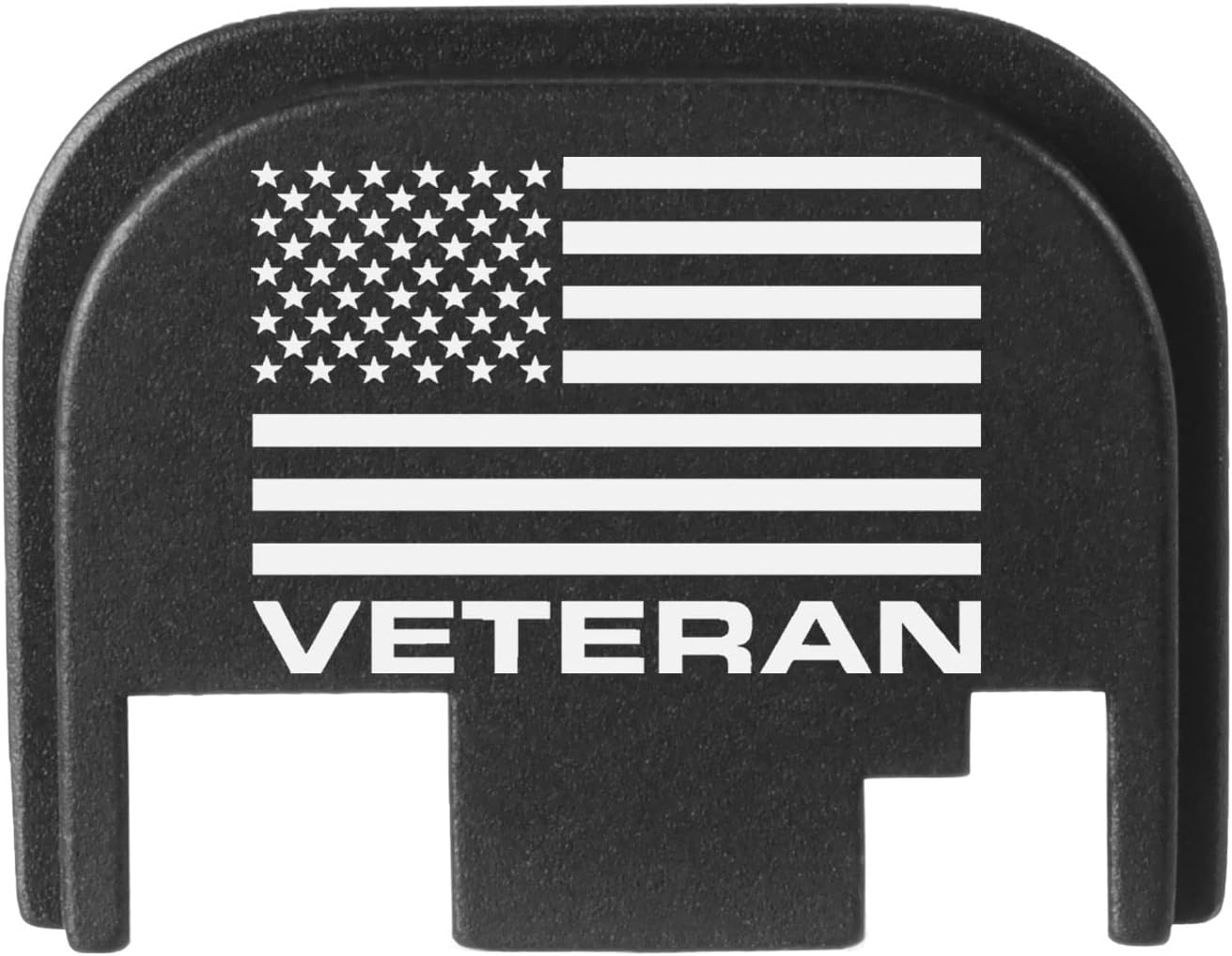 NDZ Performance Rear Slide Cover Back Plate for Glock Gen 1-4 Laser Engraved Hardcoat Anodized Aluminum in Black - US Flag Veteran Text Bold