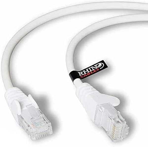 rhinocables CAT 6 High-Speed Gigabit Ethernet Cable - Patch Network Lead for LAN| Snagless UTP With LSZH Jacket | RJ45 Connector - Internet, Router, Modem, Smart TV, PC & More (3m, White, Pack of 1) - 1