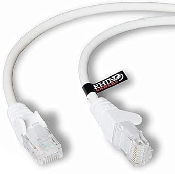 rhinocables CAT 6 High-Speed Gigabit Ethernet Cable - Patch Network Lead for LAN| Snagless UTP With LSZH Jacket | RJ45 Connector - Internet, Router, Modem, Smart TV, PC & More 3m, White, Pack of 1