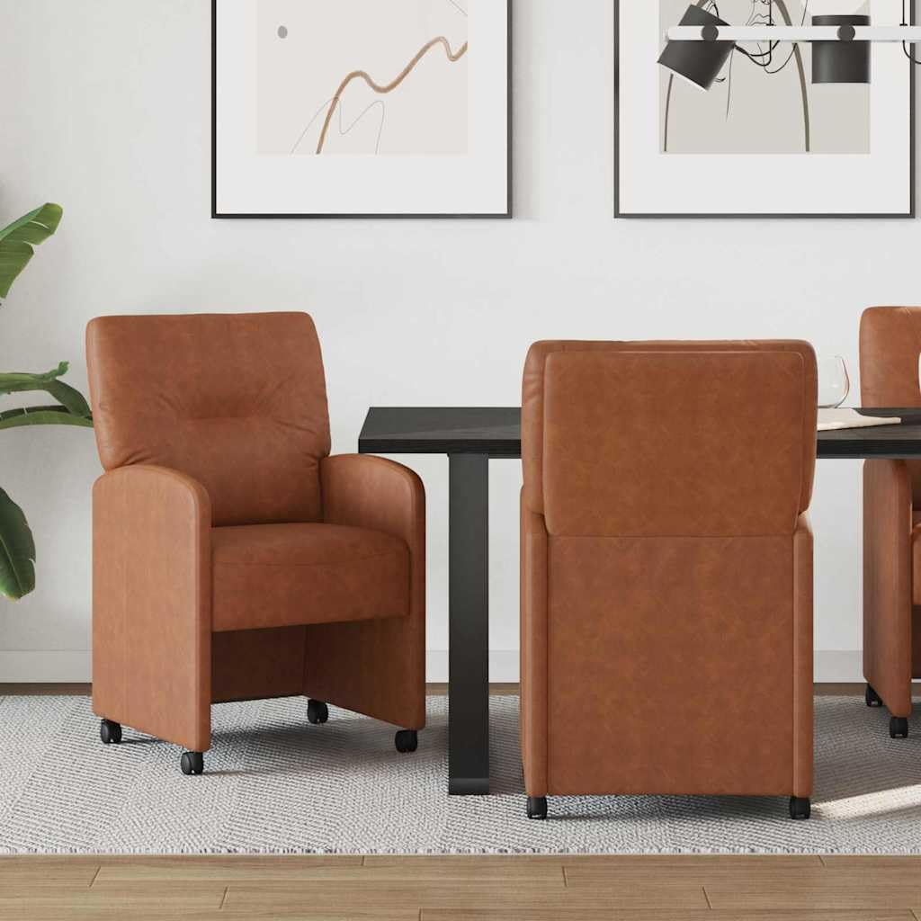Makastle Chaises de Salle à Manger Simili Cuir Marron Lot de 2