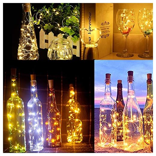 Luz de Botella,12pack 2m 20LEDLuces Para Botellas la Decoración de LED Para las Luces de la Botella del Cobre de la Secuencia Amistosa Económica de la Luz del Corcho del Partido (2M 20LEDs-12pcs)