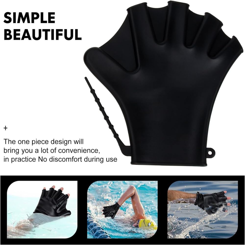 UNIQOCK Silicones Swimming Glove Webbed Swim Glove Finger Type Water Resistance Gear Fins for Aquatic Training