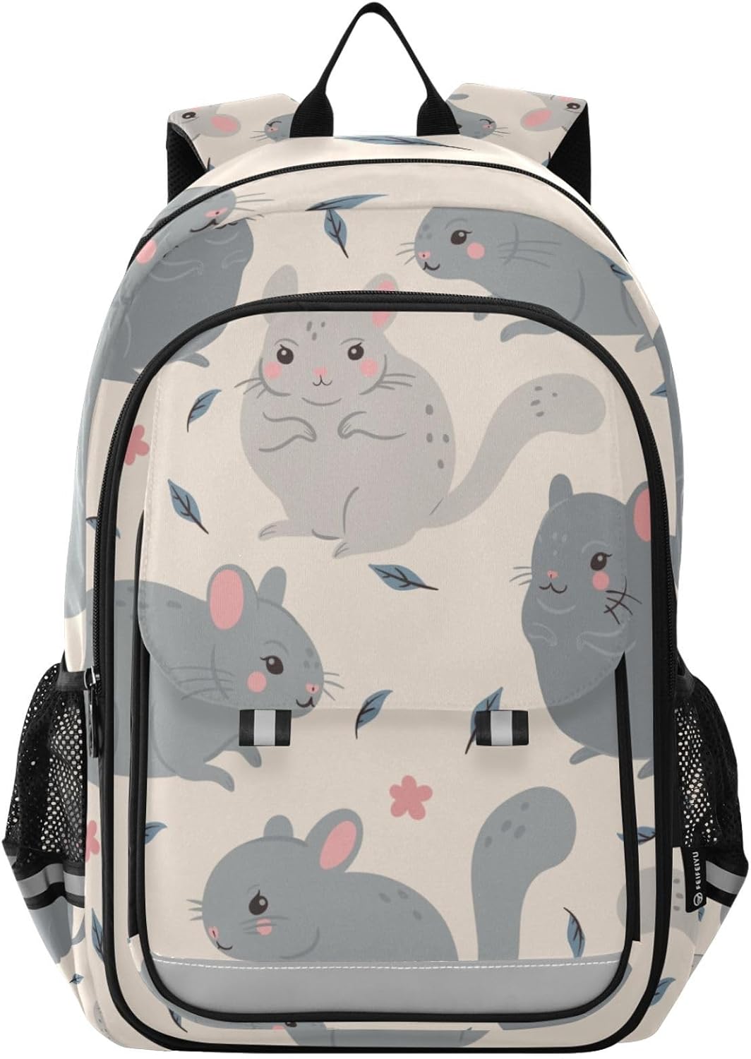 Cute Chinchillas Pattern Backpack Girls Boys Elementary School Bags Bookbags Laptop Backpack Travel Daypack Safe Reflective Stripes