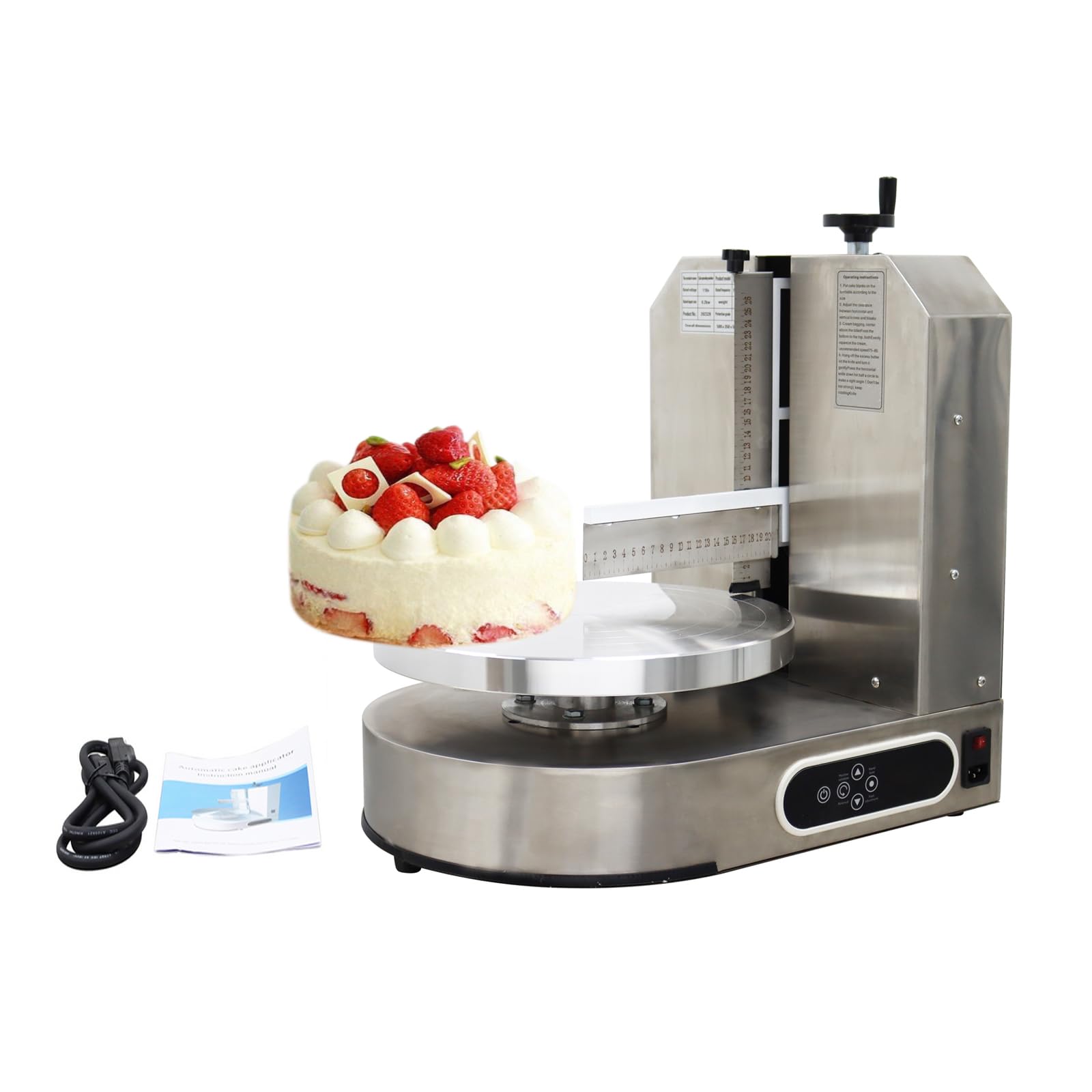 Banfluxion 110V Fully automatic Electric Cake Decorating Machine Commercial Cake Decorating Coating Machine 60-320 RPM Electric Cake Cream Spreading Coating Smearing Machine for 6-14inch Cake, 200W