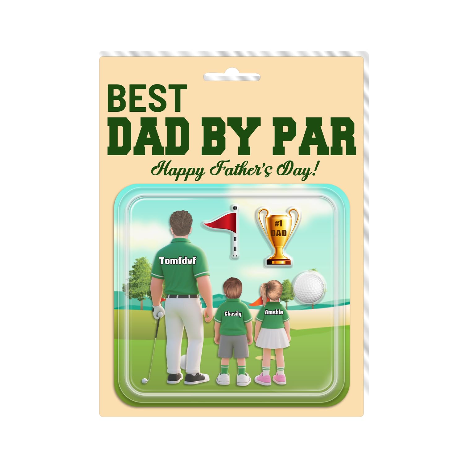 Personalized Best Dad By Par Golf Acrylic Plaque, Custom Figure Golf Dad Acrylic Block Plaque, Happy Father's Day Sign, Father's Day Birthday Gift for Dad Daddy Golf Lover (Golf)