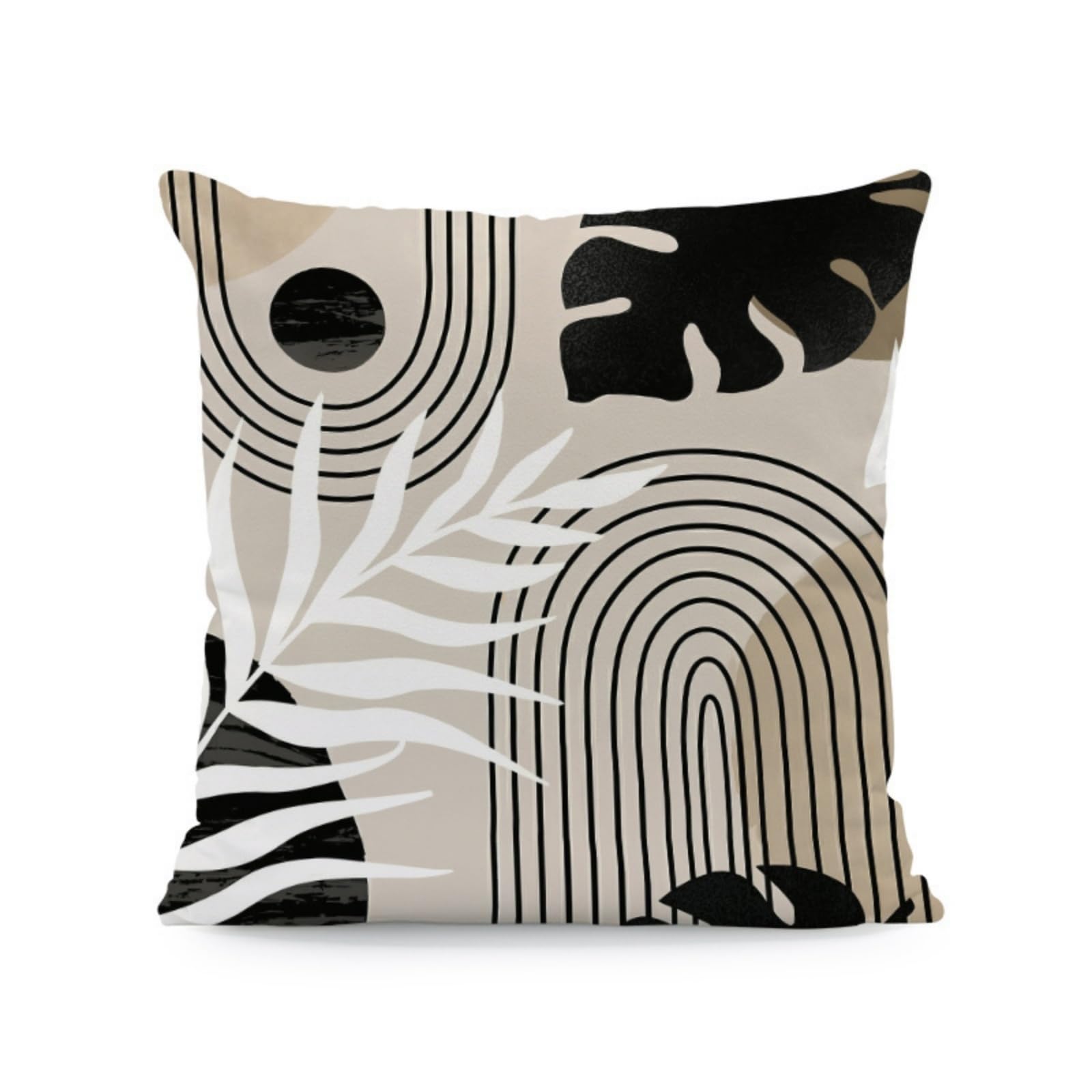 Cushion Covers 40cm x 40cm White Leaves Pillowcase with Invisible Zipper,Decorative Throw Pillows Cover Thickened linen fabric sSfa Cushions Cover,for Home Décor, Bedroom & Sofa