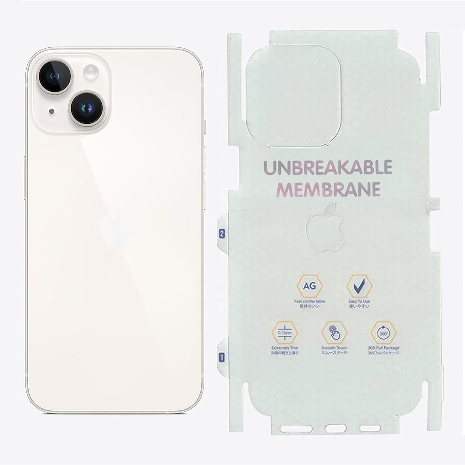 JGD PRODUCTS Matte Finish Full Body Cover Back Protector Compatible with iPhone 14 | Unbreakable Membrane Scratch Guard Full Fit Protective, Case Friendly, (Back & Side) (Pack of 1)-picture-24
