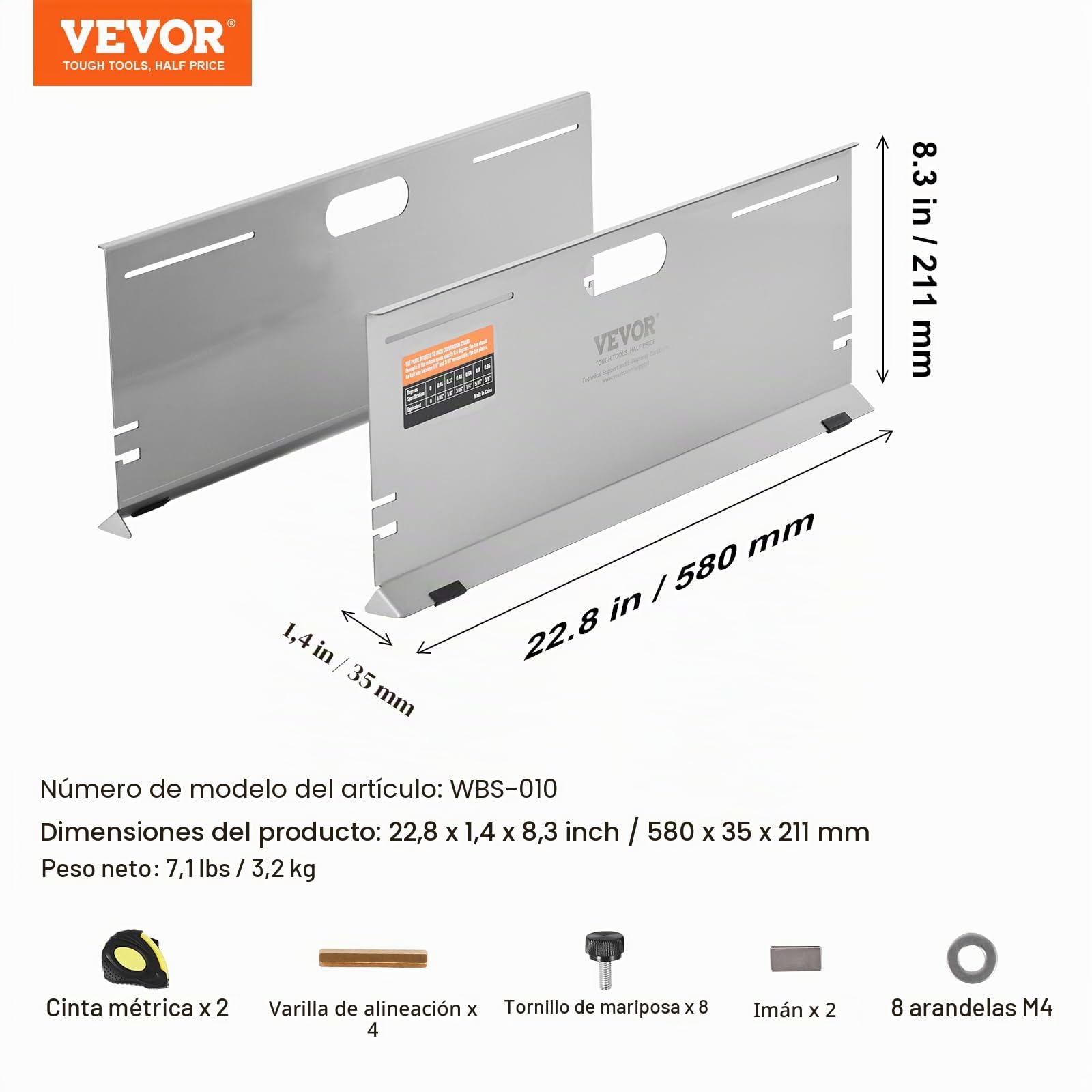 VEVOR Herramienta de alineación de Ruedas, Paquete de 2 Placas de Herramienta de alineación, Placa de Herramienta de medición de ángulo de Punta de Acero Inoxidable, 4 Varillas de alineación