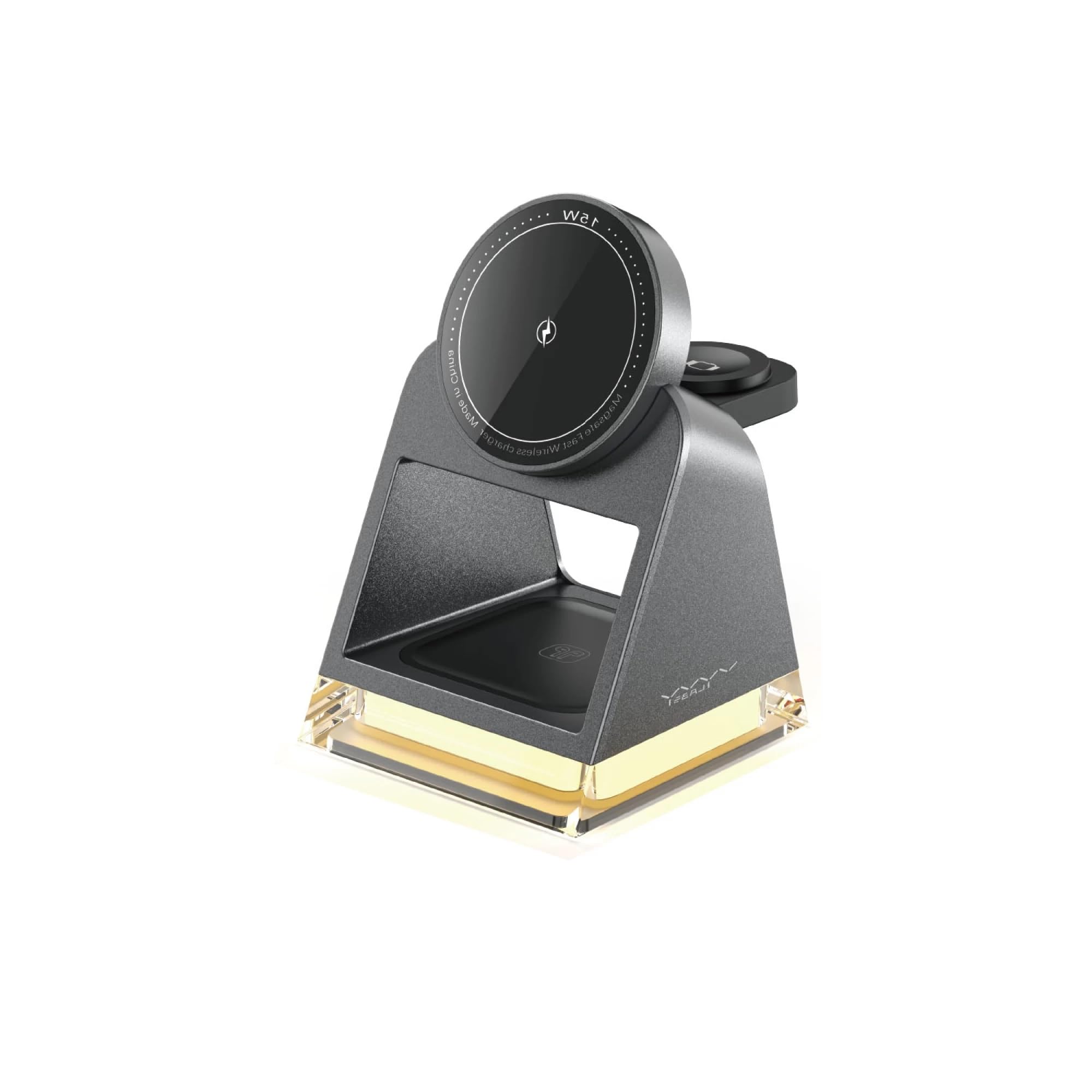 VyvylabsVYVY Small and Exquisite Multi-functional Wireless Charging Stand W83 3 in 1 Wireless Charger 15W (With LED Light)