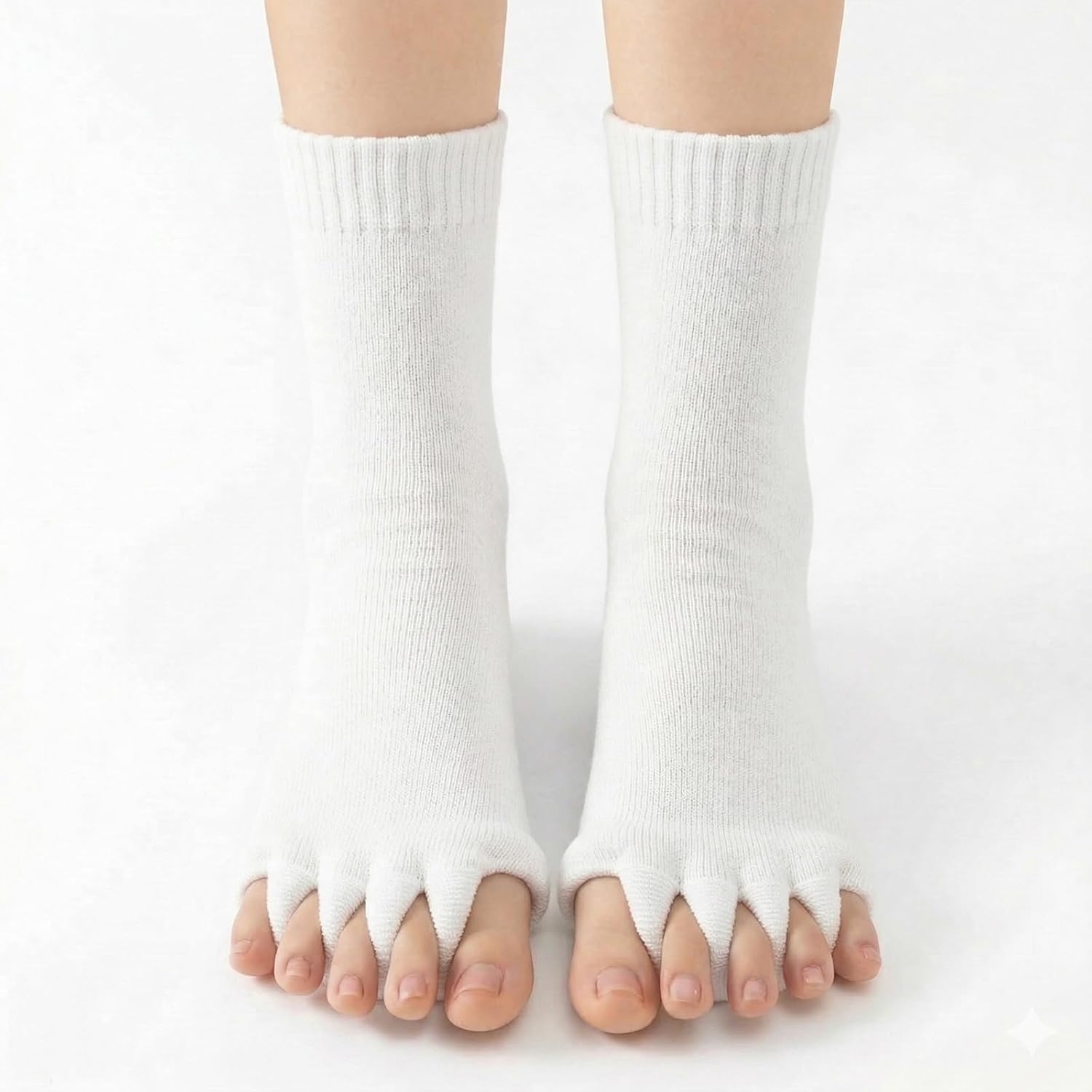 Threetols Foot Alignment Socks with Toe Separators for Men or Women
