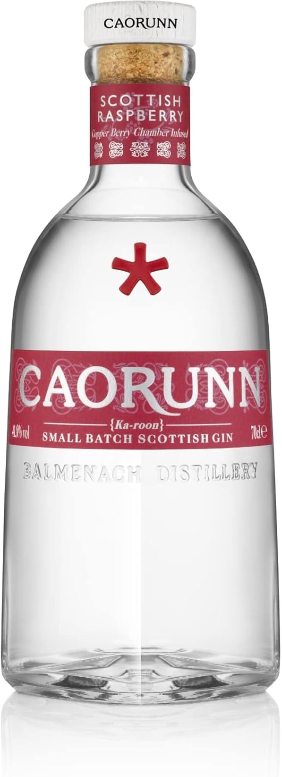 Caorunn Raspberry Scottish Gin, 70cl, 41.8% ABV, Handcrafted Small Batch Dry Gin with Natural Raspberry Infusion, Distilled and Bottled at Balmenach Distillery