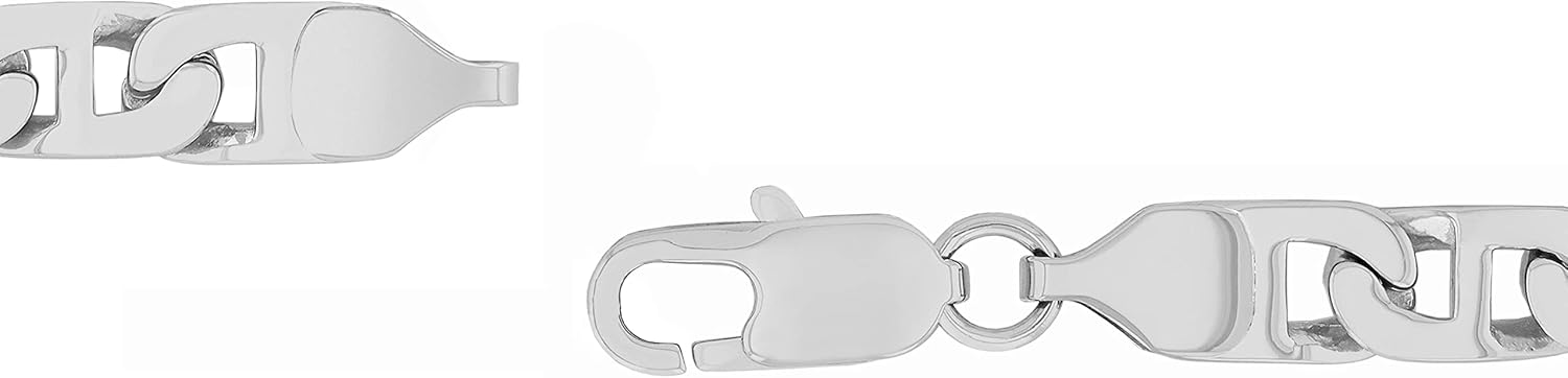 Men's Stainless Steel 6.5mm Flat Mariner Link Chain 8.5" Bracelet - Lobster Claw - Image 6