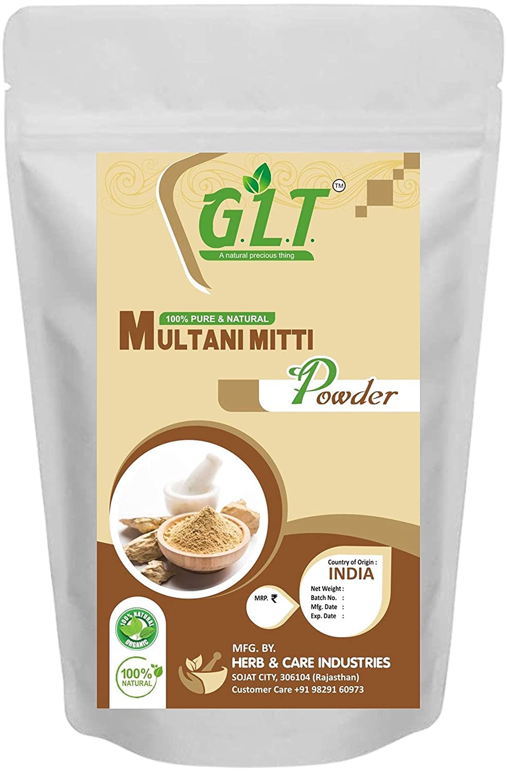 iqraG.L.T. Multani Mitti Powder for face pack 100% Pure & Natural (1 kg)