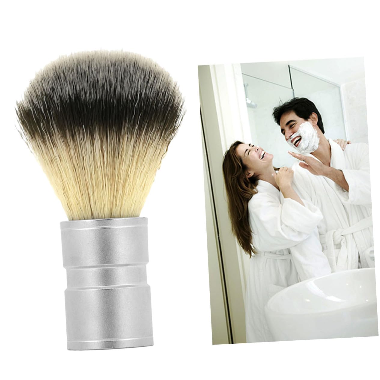 SOESFOUFU Fine Nylon Beard Brush for Men Shaving Brush Alloy Handle for and Goatee