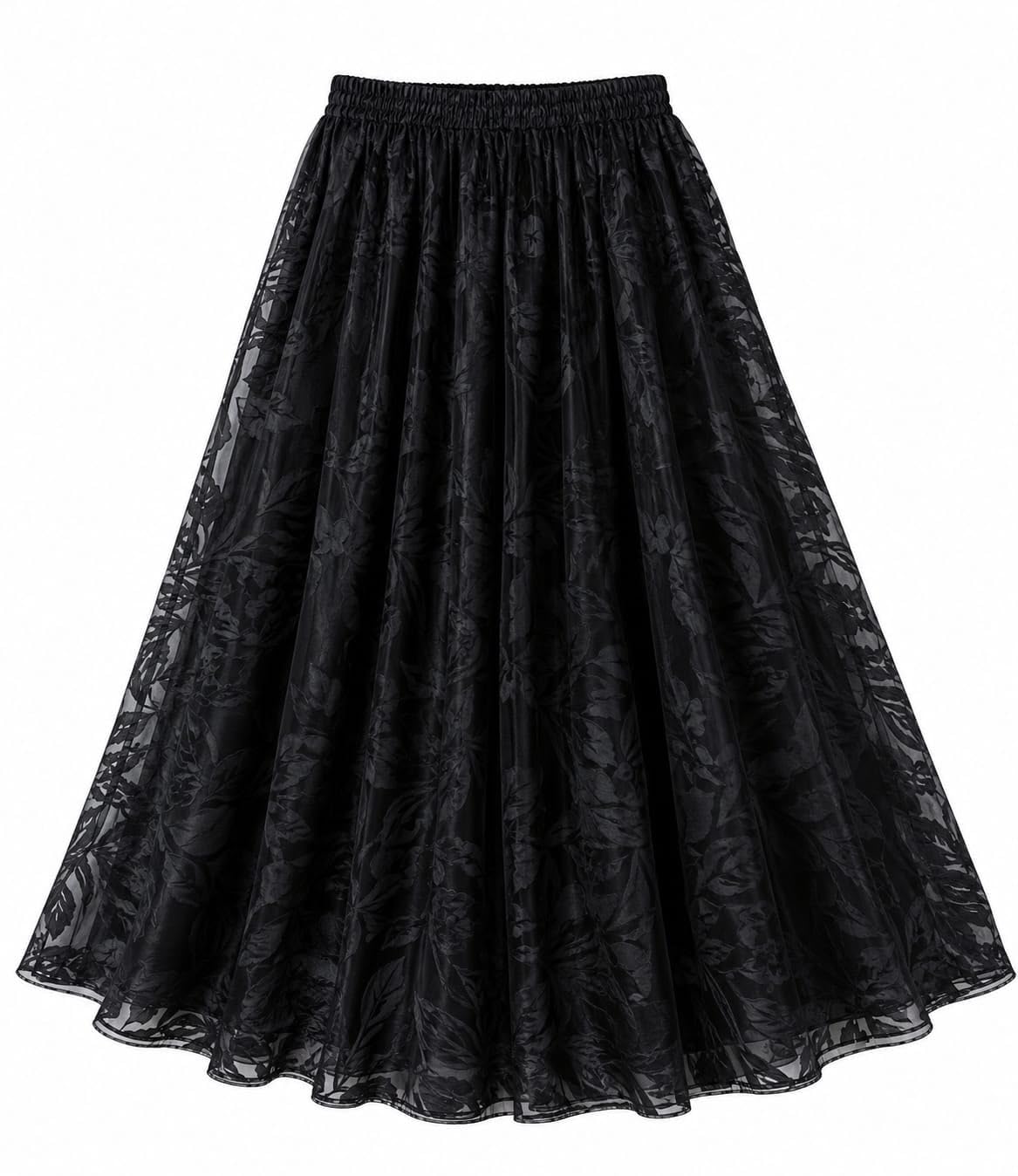 Payel Bhunia Black Floral Organza Skirt with Satin Lining-picture-55