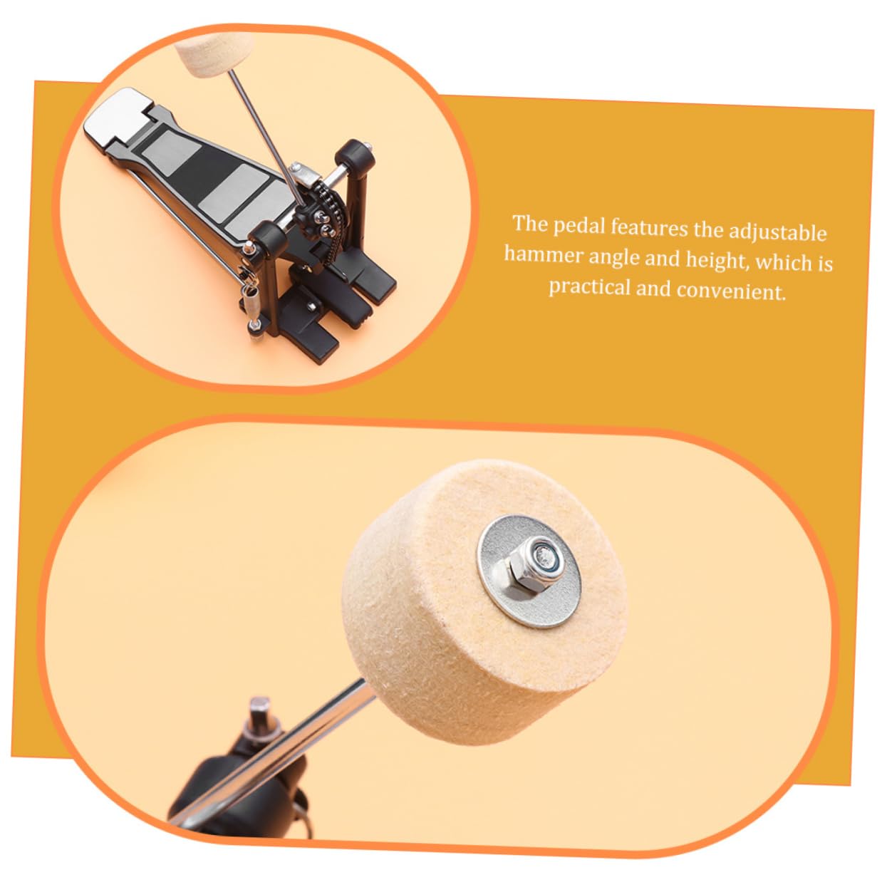 Kisangel Pédale de Grosse Caisse Simple Alliage avec Batteur Feutre pour Batterie Accessoire Durable et Pratique pour Set de Percussion