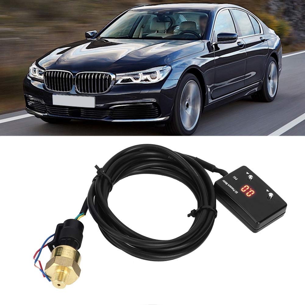 Suick Indicatore di pressione dell'olio, indicatore digitale LED rosso per veicoli da 12 V per il motore del veicolo