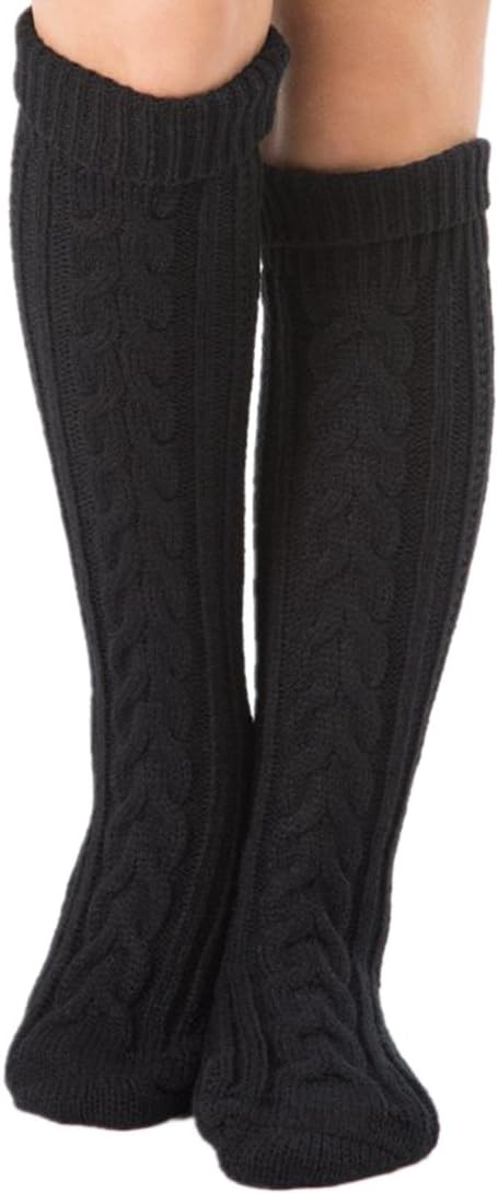WENER Womens Knee High Leg Warmer Socks Knit Woolen Yarn Stocking