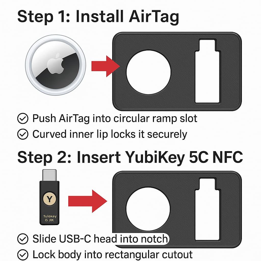 YubiKey 5 NFC Card Holder with AirTag Slot Anti-Loss Tracking