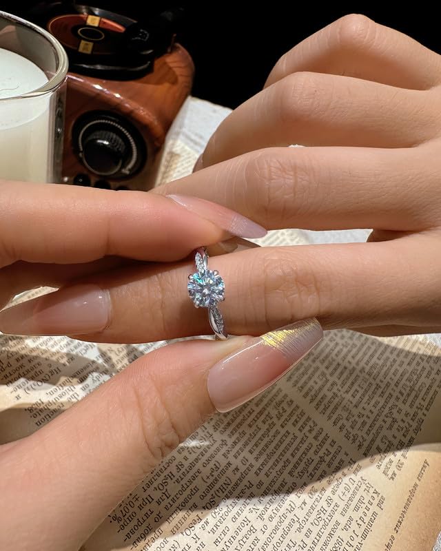 Moissanite Rings For Women Twisted Vine Rope Moissanite Wedding Engagement Rings 1CT 18K Gold Plated 925 Sterling Silver D Color VVS1 Promise Ring for Her Size 4.5-113