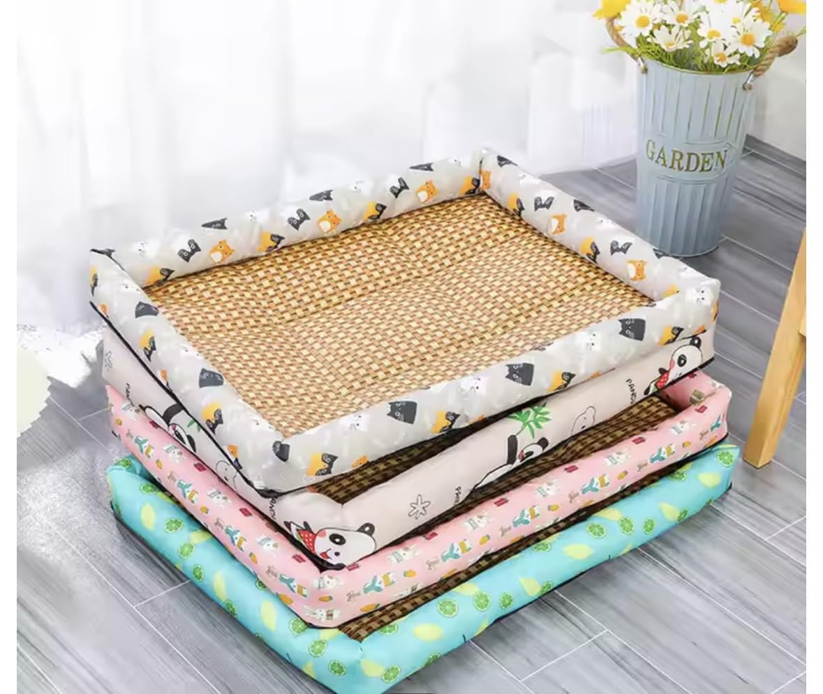 ONELINK MALL Dog mat - Ice Pad Mat Summer Pet Woven Breathable Mat for Dogs & Cats Self Cooling Pad Blanket Washable (Color May Vary) (Medium) 1