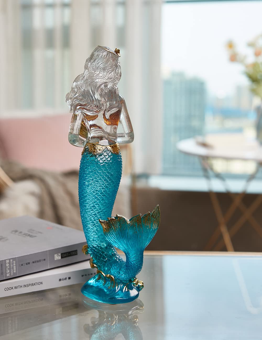 SEINHIJO Figura de Sirena Decorativa Femenina Escultura Moderna Adorno 25cm